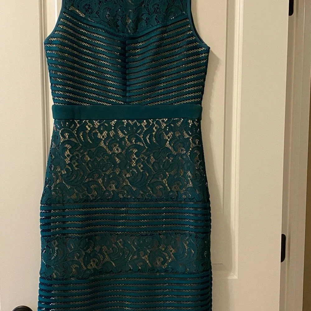 Green Lace and Mesh Sleeveless Dress with nude lining. Size 12 $40.00 - Picture 2 of 4